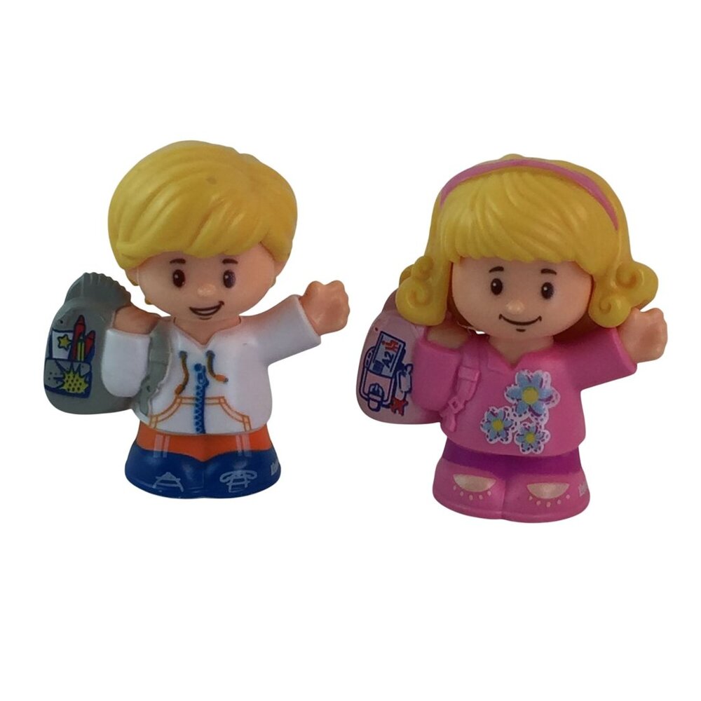 Fisher Price Little People Boy Girl School‎ Figures w/Backpacks Blonde